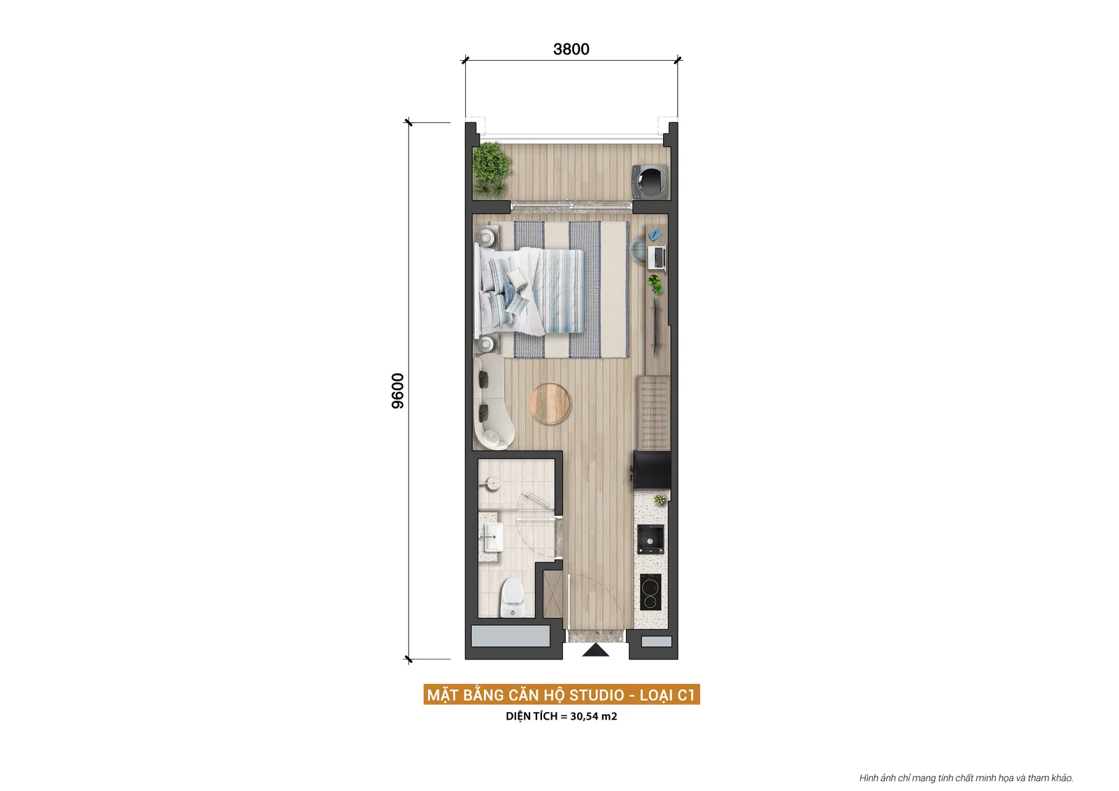 Layout thiết kế căn hộ Studio Blanca City